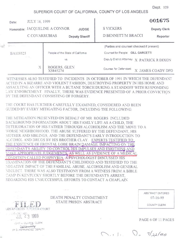 Glen Rogers Notification to San Quentin Warden by Sheriff of LA County 001