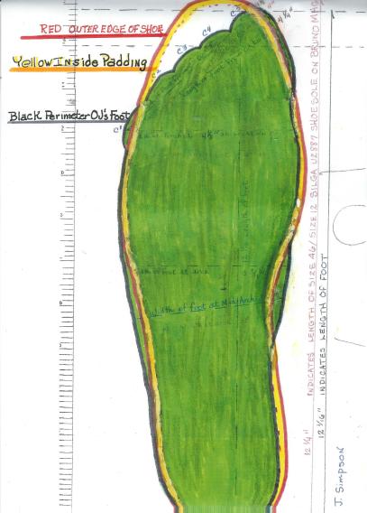OJ's foot in padded BM shoe sole 001