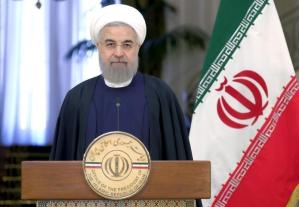 Iranian President Hassan Rouhani attend a news conference with Swiss President Johann Schneider-Ammann in Tehran