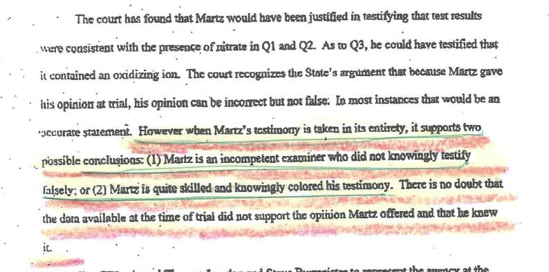 Martz called incompetent by the FLA court